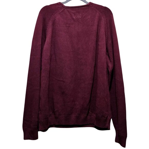 Deck My Halls Maroon Knit Sweater XXL Roebuck & Co 100% Cotton Crewneck Design - Picture 2 of 7